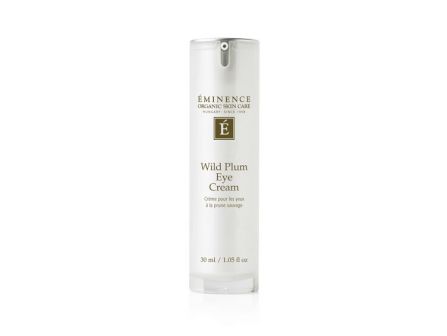 A bottle of &Eacute;minence &ldquo;Wild Plum Eye Cream&rdquo; eye cream skincare product labeled 30 ml.